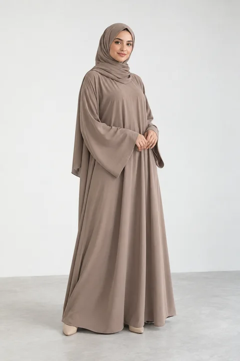 Stone abaya, full length studio view