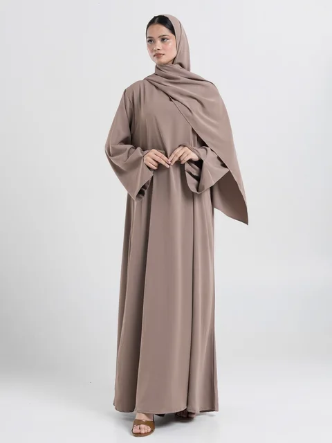 Everyday Cotton Hijab in Warm Sand, styled wrap
