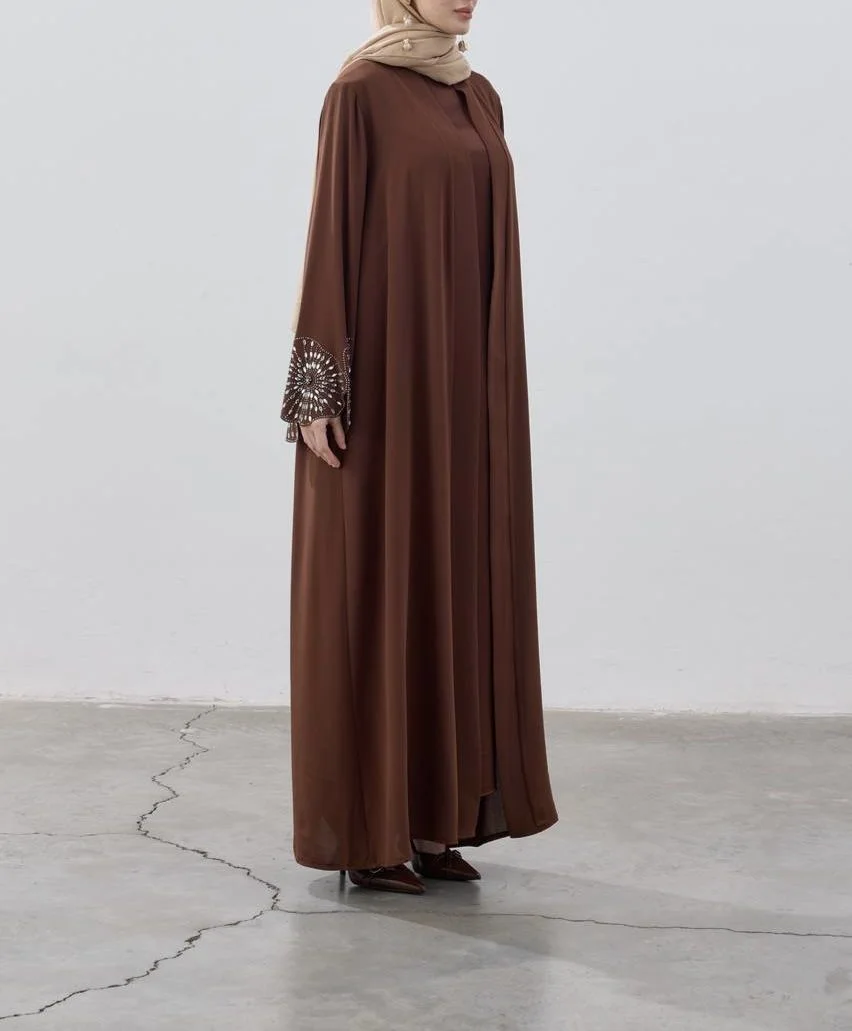 Under Cap Hijab Liner in Onyx, worn front view